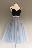 Gray Tulle Two pieces Sweetheart Short Prom Dress Homecoming Dress,PH329