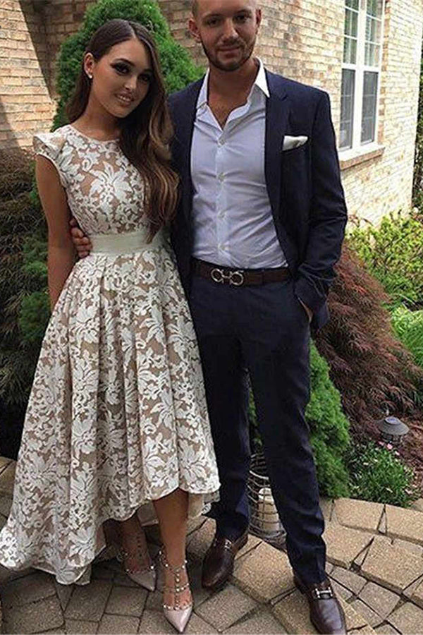 Cute Round Neck Lace high-low Prom Dresses Evening Dress,PH333 US6 / As Picture Cute Round Neck Lace high-low Prom Dresses Evening Dress,PH333 US6 / As Picture