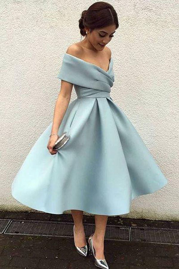 Light Blue Semi Formal Knee Length Dresses Elegant Knee Length