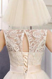 Lace Short  Scoop Ball Gown Sleeveless Bowknot Open Back Homecoming Dresses at promnova.com