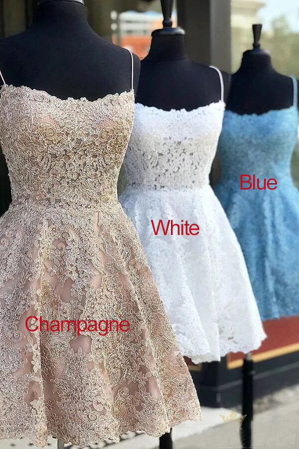 Lace A-line Short Homecoming Dress Graduation Dress PH355 | Promnova US10 / Champagne Lace A-line Short Homecoming Dress Graduation Dress PH355 | Promnova US10 / Champagne