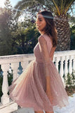 Pink Sequins Long Sleeves Homecoming Dresses party dresses PH357 | homecoming dresses | graduation dresses | short prom dresses | sweet 16 | dresses for homecoming | long sleeve homecoming dresses | short homecoming dresses | homecoming dresses short | homecoming dresses cheap | cheap homecoming dresses | plus size homecoming dresses | Promnova