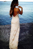 Gorgeous Lace Spaghetti Straps Fashion Long Prom Dress With Front Split, PL101