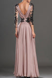 V-Neck Lace Long Sleeve Prom Dresses,Cheap Evening Dresses, PL102
