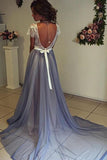 Chiffon Prom Dress with Lace Back,Scoop Neckline Cap Sleeves Prom Gowns, PL103