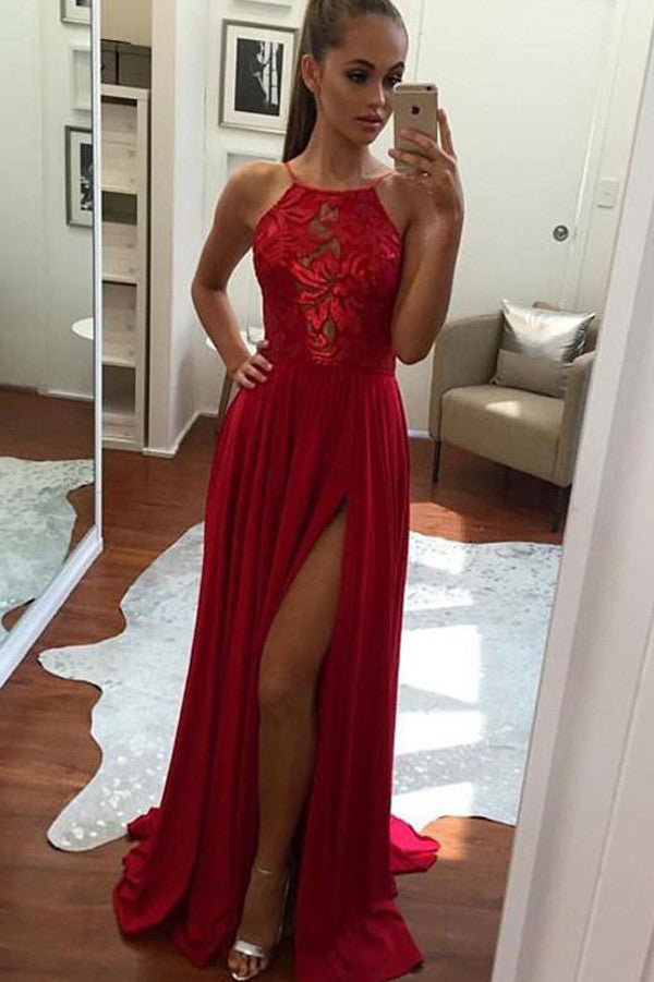 A-Line Halter Front Split Cheap Prom Dress,Chiffon Long Evening Dress Promnova A-Line Halter Front Split Cheap Prom Dress,Chiffon Long Evening Dress Promnova