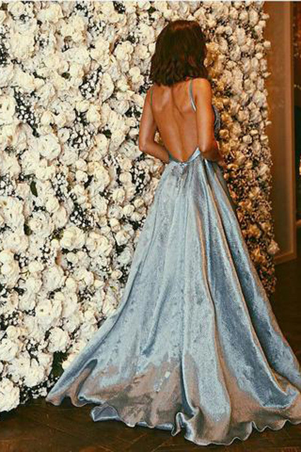 Pretty Blue Formal Dresses, A Line Straps V Neck Backless Prom Dress US16 / Black Pretty Blue Formal Dresses, A Line Straps V Neck Backless Prom Dress US16 / Black