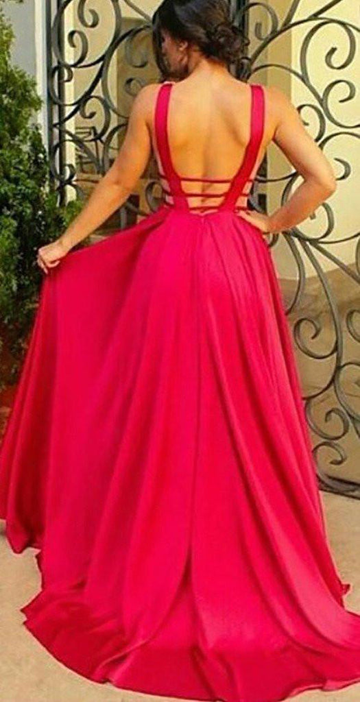 Deep V-Neck Long Evening Dress,Sexy Red A-Line Backless Prom Dresses US6 / Burgundy Deep V-Neck Long Evening Dress,Sexy Red A-Line Backless Prom Dresses US6 / Burgundy