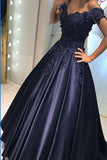 Off Shoulder Long Prom Dresses Evening Dresses with Applique,PL117