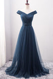 Navy Blue Off the Shoulder Prom Dress,Fashion Evening Dress,PL118