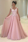 Pink Long Prom Dresses with Appliques,Evening Dress,Formal Women Dress, PL129
