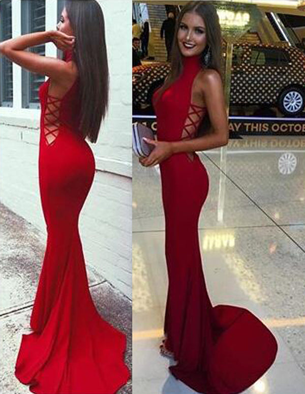 Fabulous Red High Neck Mermaid Prom Dresses,Long Party Dresses US18W / Custom Color Fabulous Red High Neck Mermaid Prom Dresses,Long Party Dresses US18W / Custom Color