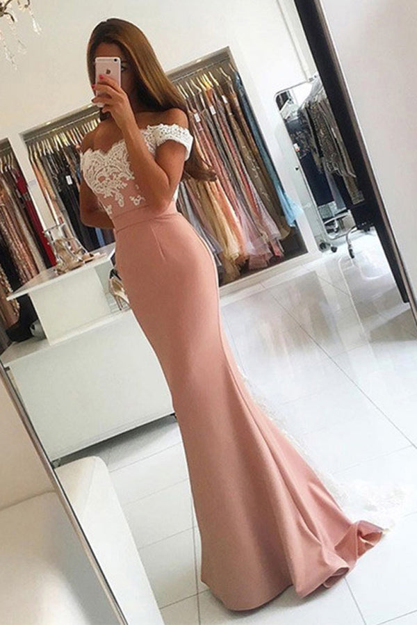 strapless open back dress Off Shoulder Backless Mermaid Prom Dresses,Satin Formal Party Dresses US8 / Custom Color