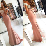 Off Shoulder Backless Mermaid Prom Dresses, Formal Party Dresses, PL135