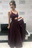 Long Chiffon V Neck Cross Back Prom Dresses, Formal Evening Gowns, PL153