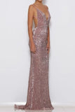 Backless Sequined Sweep Train Spaghetti Straps Prom Dress,Formal Dress, PL160