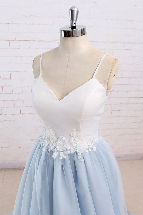 Tulle Baby Blue Long Flower Prom Dress With White Top,Evening Dress US0 / Custom Color Tulle Baby Blue Long Flower Prom Dress With White Top,Evening Dress US0 / Custom Color