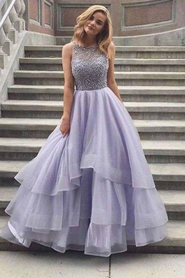 A-line Scoop Floor-length Long Prom Dress Evening Dress, PL181