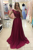 Burgundy A Line chiffon Floor Length Long Prom Dress,Evening Gowns, PL184