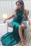 Green Mermaid Simple Cheap Long Prom Dress With Side Split -PL191