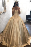 Ball Gown Off-the-shoulder Satin Prom Dress Evening Dress With Appliques PL199