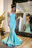 Light Blue Mermaid Off Shoulder Strapless Long Prom Dress Party Dress PL222