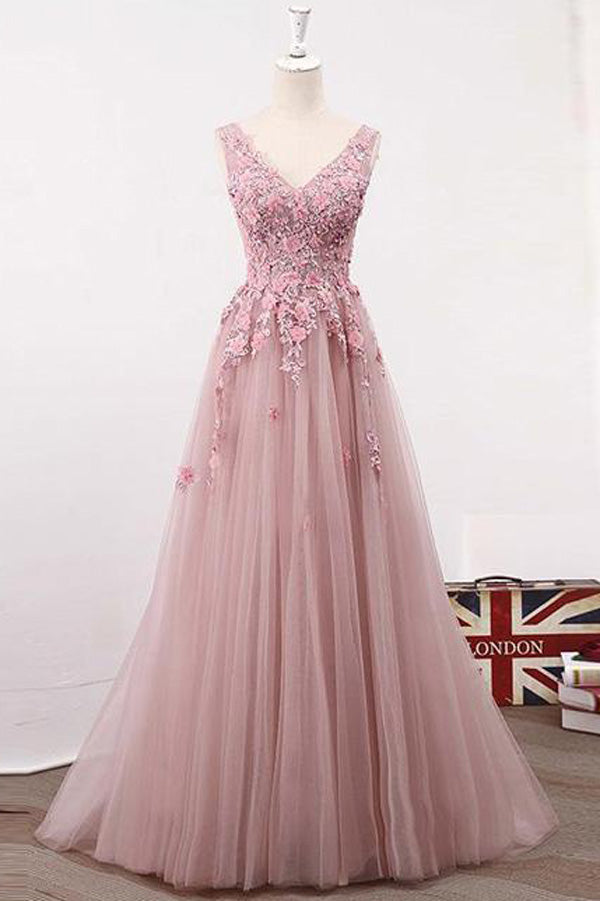 formal dress code images Blush Pink Lace A line See Through Long Prom Dresses Party Dresses –  Promnova