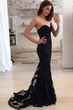 Black Mermaid Strapless Sweetheart Party Evening Long Prom Dress PL283