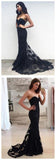 Black Mermaid Strapless Sweetheart Party Evening Long Prom Dress at promnova.com