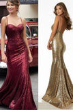 Charming Red Gold Black Sequin Sparkly Prom Dresses,Formal Dresses PL285