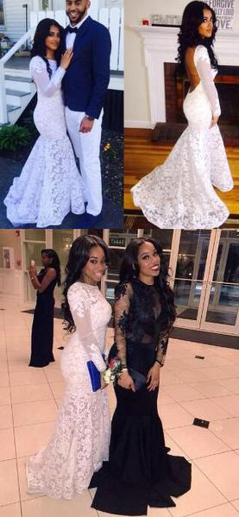 Backless Long Sleeves Lace Beautiful Prom Dresses, Party Dresses at promnova.com