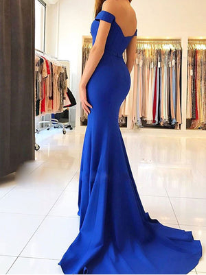 promnova.com|Royal Blue Simple Cheap Evening Dresses, Mermaid Prom Dresses with Train PL305