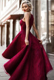 promnova.com|Burgundy Asymmetrical Halter A Line Sleeveless Long Prom Dress,Formal Dress PL308