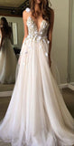 promnova.com|Gorgeous A-line V Neck Tulle Long Prom Dress, Tulle Formal Dress