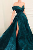 Gorgeous A-line Cap Sleeves Long Prom Dresses with Side Slit PL337