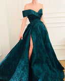 www.promnova.com|Gorgeous A-line Cap Sleeves Long Prom Dresses with Side Slit PL337