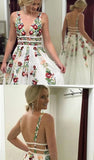 Lace Ivory floral prom dresses - Promnova.com