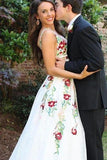 www.promnova.com - ivory lace floral long prom dresses on line