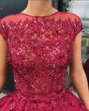 Tulle Burgundy Prom Dresses with Beading | prom dresses | party dresses | ball gown prom dresses | prom dresses online | Burgundy prom dresses | prom dresses stores | sexy prom dresses | long prom dresses | cheap prom dresses | prom dresses 2020 | plus size prom dresses | prom dresses near me | Promnova
