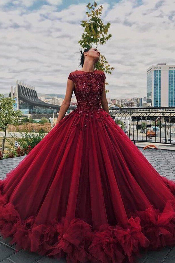 burgundy formal gown