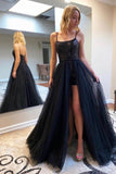 Sparkly Tulle Black Sequins Two Piece Scoop Detachable Prom Dresses PL396 | prom dresses | party dresses | where to buy prom dresses | prom dresses online | black prom dresses | prom dresses stores | long sleeve prom dresses | sexy prom dresses | long prom dresses | short prom dresses | cheap prom dresses | prom dresses 2020 | plus size prom dresses | prom dresses near me | Promnova