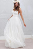 Simple V-neck Wedding Dresses,Floor-Length Wedding Gowns With Ruched Sash, PW103