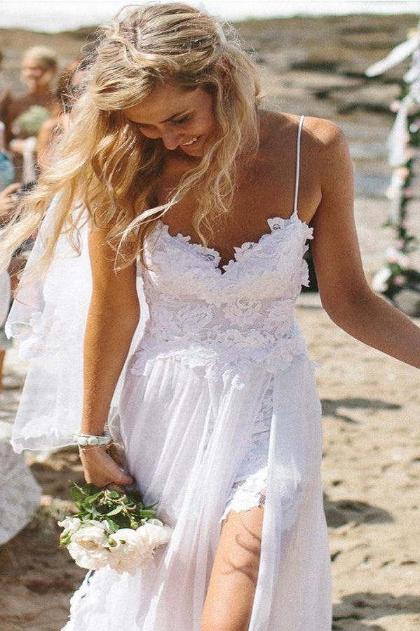 Romantic Sweetheart Chiffon Beach Wedding Dress with Lace US8 / As Picture Romantic Sweetheart Chiffon Beach Wedding Dress with Lace US8 / As Picture