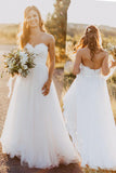 Ivory Wedding Dress, Sweetheart Floor-Length Wedding Gown with Lace, PW106