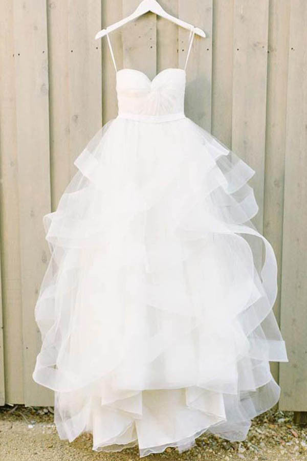 chinese dress ladies Charming A Line Sweetheart Tulle Long Wedding Dresses with Appliques  VK23050901  Vickidress