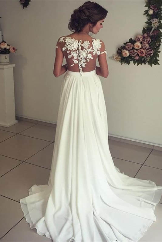 Ivory Sweep Train Wedding Dress | bridal gowns | wedding dresses | wedding dresses ivory | Promnova