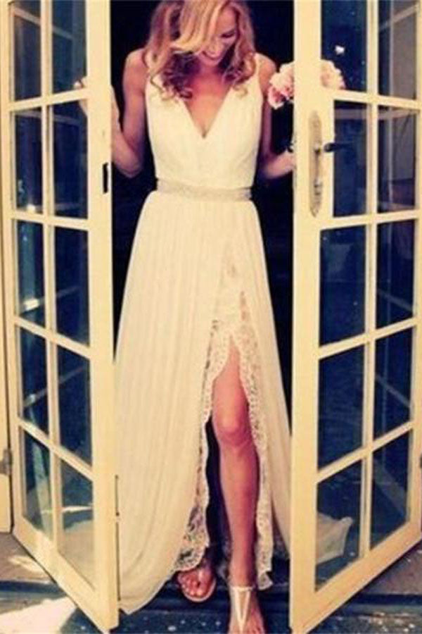 Elegant White Long Lace Handmade Cheap Wedding Dresses,Prom Dress, PW118