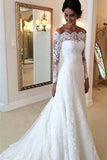 Cheap Ivory Vintage Long Sleeves Wedding Dresses,Off Shoulder Bridal Gown, PW123