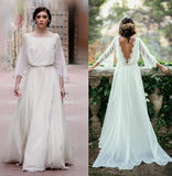 Gorgeous Chiffon Boho Wedding Dress,V Neck Bridal Gown with Appliques, PW127