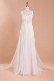 Charming Floor-Length Halter Wedding Dresses Chiffon Beach Wedding Dress, PW137